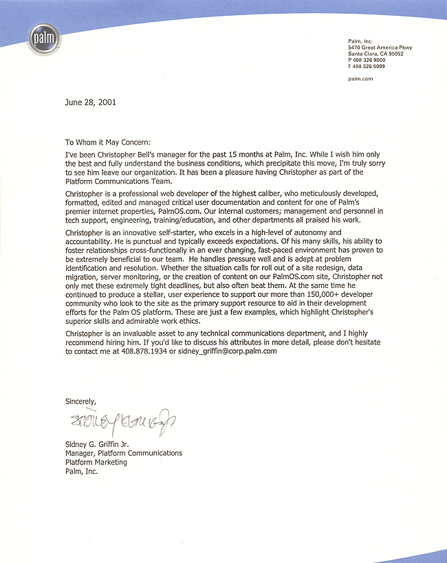letter of recommendation. JX Bell - Recommendation From